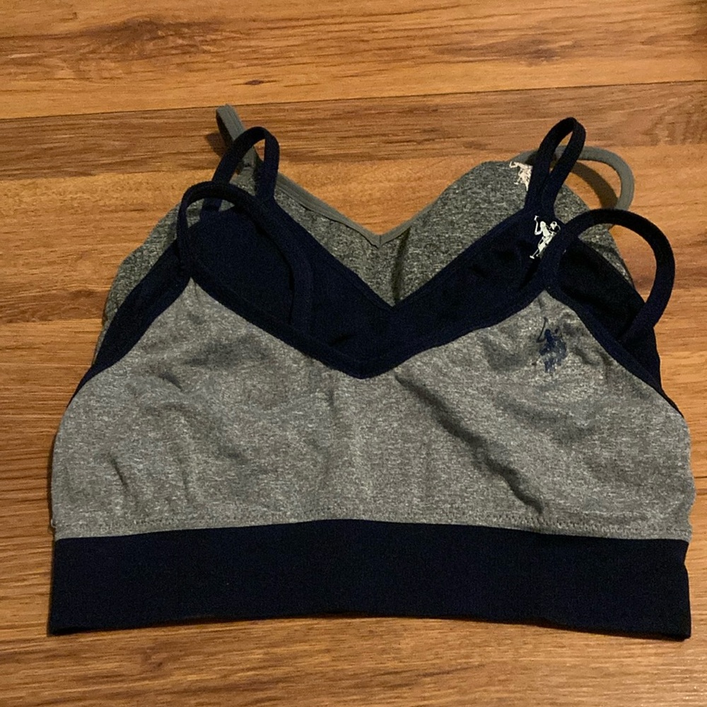 U.S. Polo Assn. Women's Gray and Navy  Sports Bras